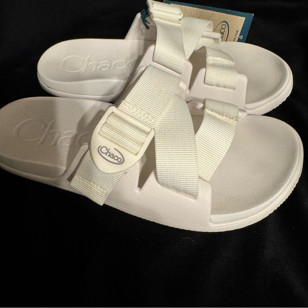 New w/ Tags Chaco Women's Sz 7 CHILLOS Slide Sandal White JCH108260 Foam & Strap
